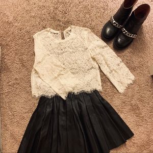 SOLD Free People Ivory cropped Lace top XS